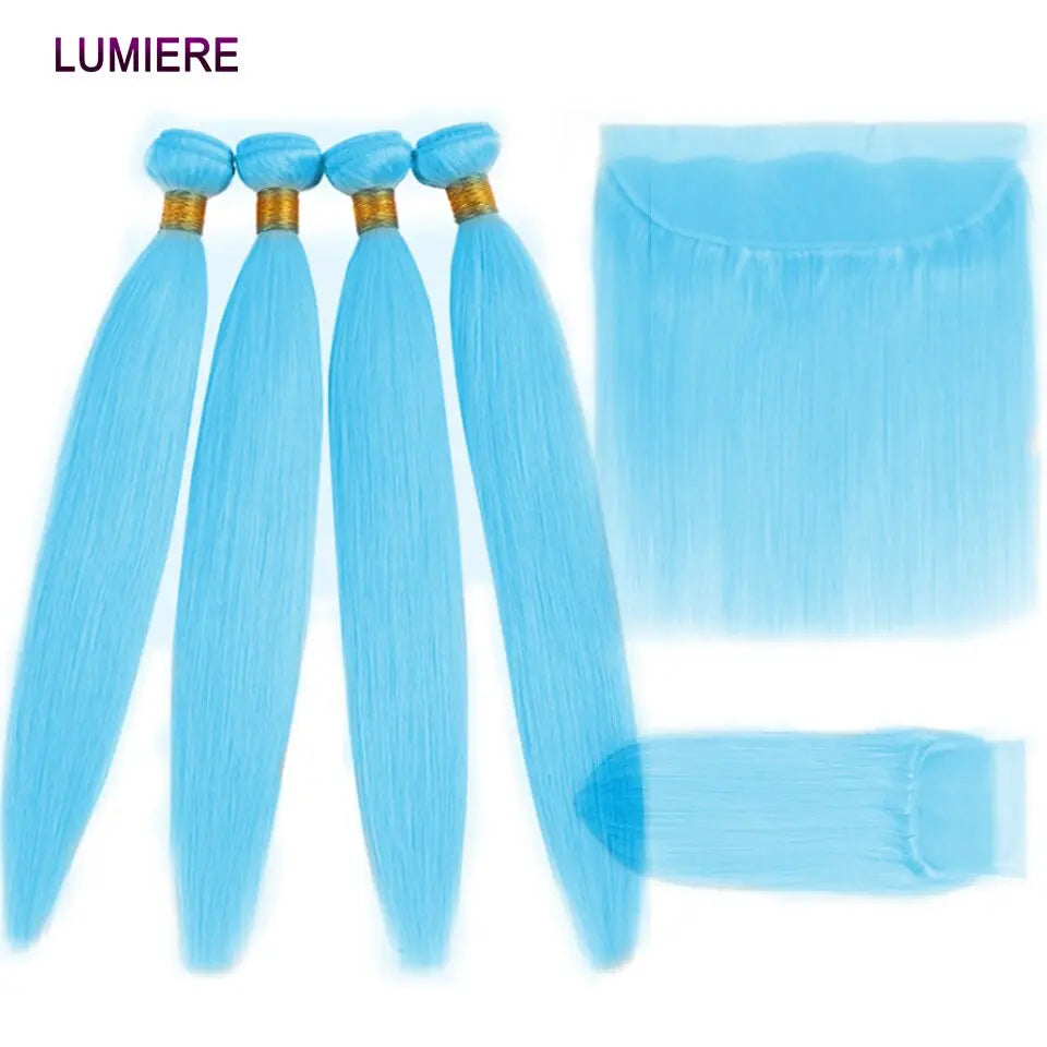 Light Blue Colored Bone Straight - SN Wigs & More