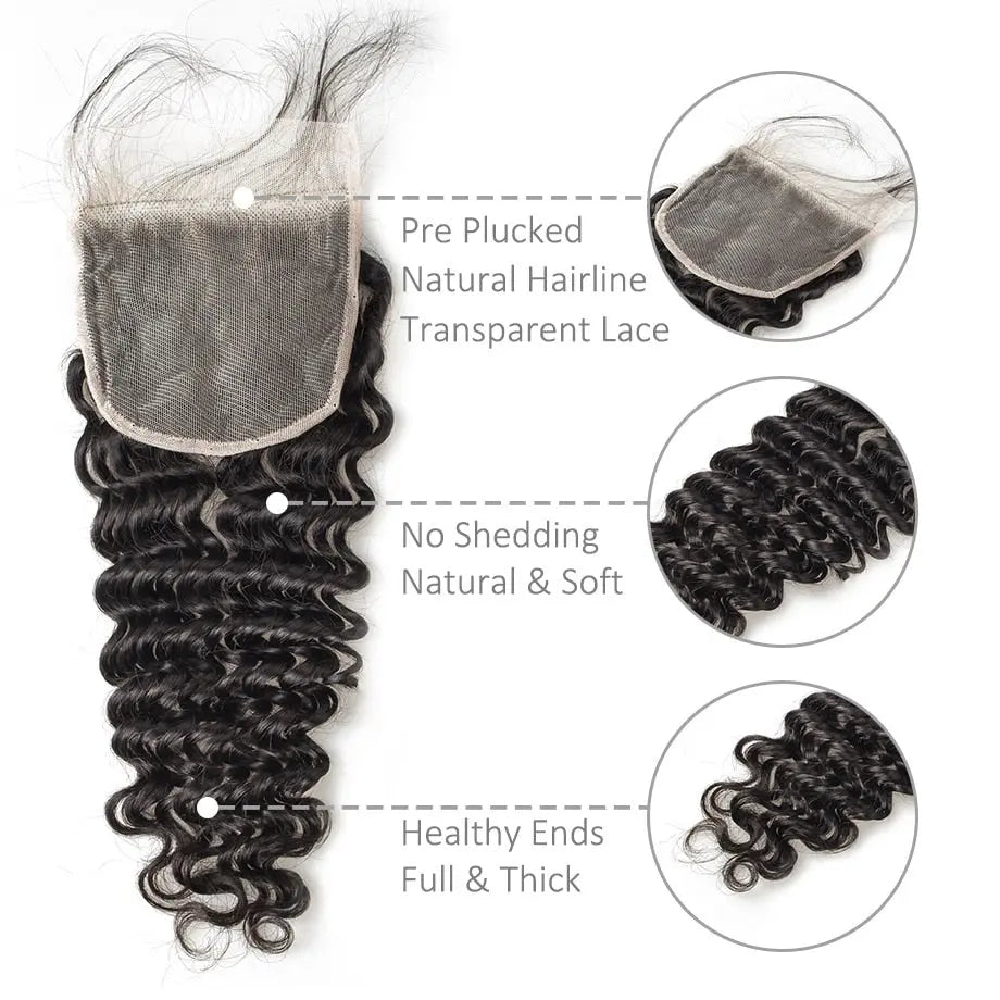 Deep Wave 3/4 Bundles With Closure - SN Wigs & More