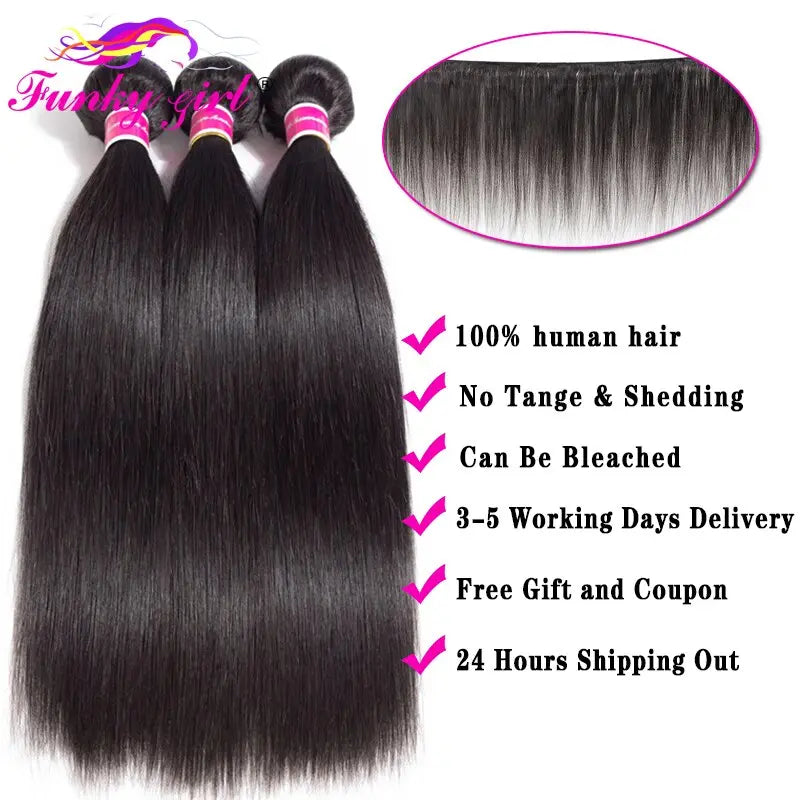 30 32Inch Peruvian Bone Straight Bundles - SN Wigs & More