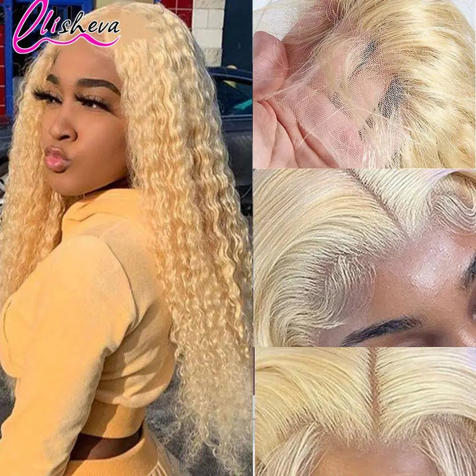 Blonde 613 Curly HD Transparent Lace Wig - SN Wigs & More