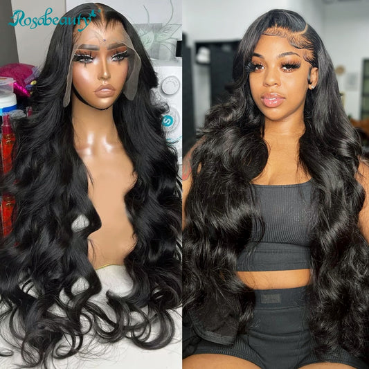 250 Density Transparent Body Wave Lace Frontal Wig 30 32 38 Inch Front Brazilian 13X4 Human Hair Wig For Women Rosabeauty - SN Wigs & More