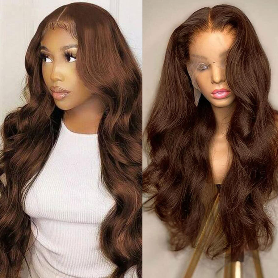 250% Brown Transparent Lace Front Human Hair Wigs Body Wave Lace Front Wig Glueless Colored Brown Lace Front Wig 13x6x1 Wig - SN Wigs & More