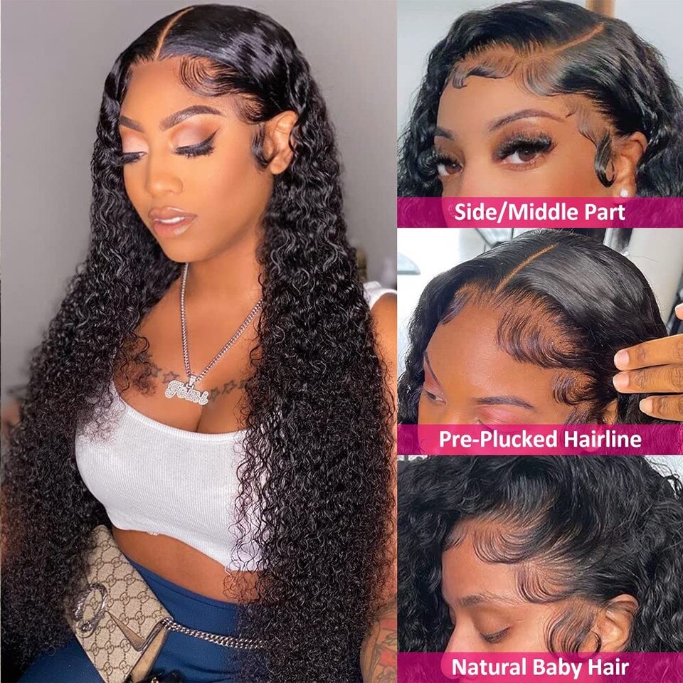 Luvin Deep Wave 30 40 Inch 13x4 Frontal Wigs 250 Density Human Hair Wig Water Curly Brazilian Remy  For Black Women - SN Wigs & More