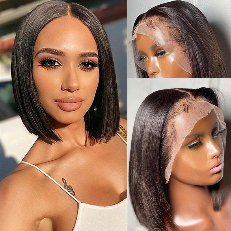 Short Bob Wig Lace Front Human Hair Wigs For Women Pre Plucked Bone Straight Lace Front Wig 4x4 Brazilian Hair Lace Frontal Wigs - SN Wigs & More