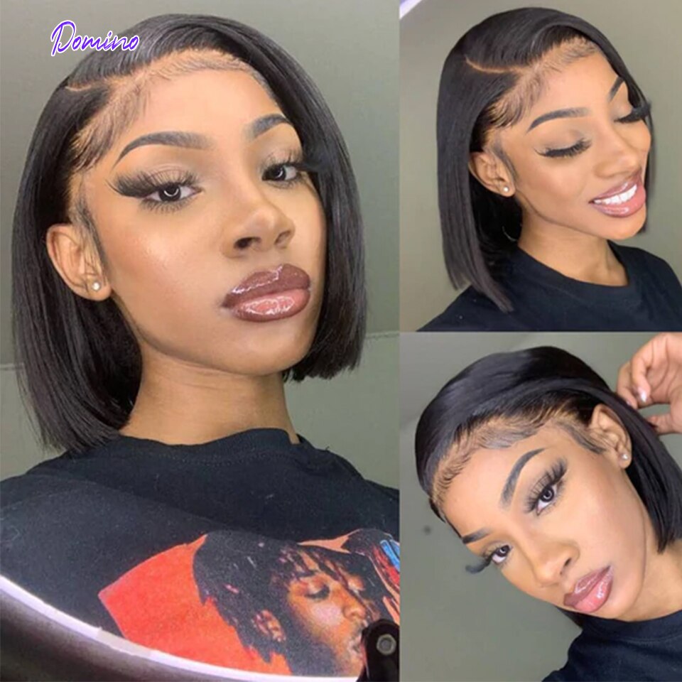 14inch Bob Wig Lace Front Human Hair Wigs For Women Bone Straight Short Bob Wigs T Part Lace Closure Wig Brazilian Human Hair - SN Wigs & More