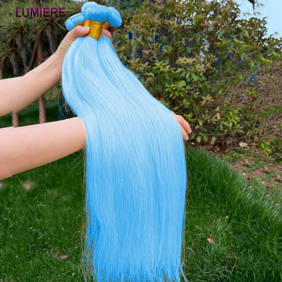 Light Blue Colored Bone Straight - SN Wigs & More