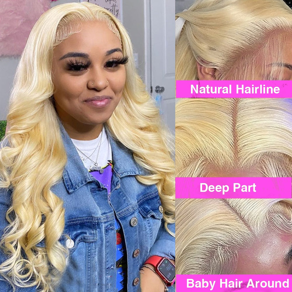 Blonde Lace Front Wig Human Hair 13x4 Body Wave Lace Front Wig 613 HD Lace Frontal Wig Abijale Remy 4x4 Closure Wig Deep Part - SN Wigs & More