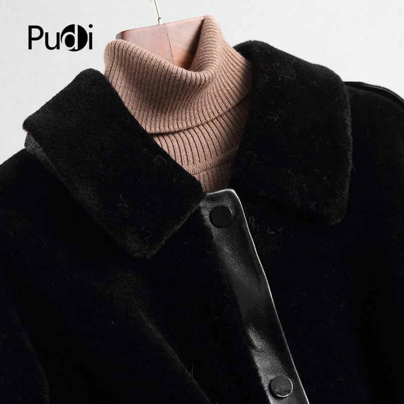 A18200 women's winter real wool fur coat warm jacket coat lady Long coat jacket overcoat