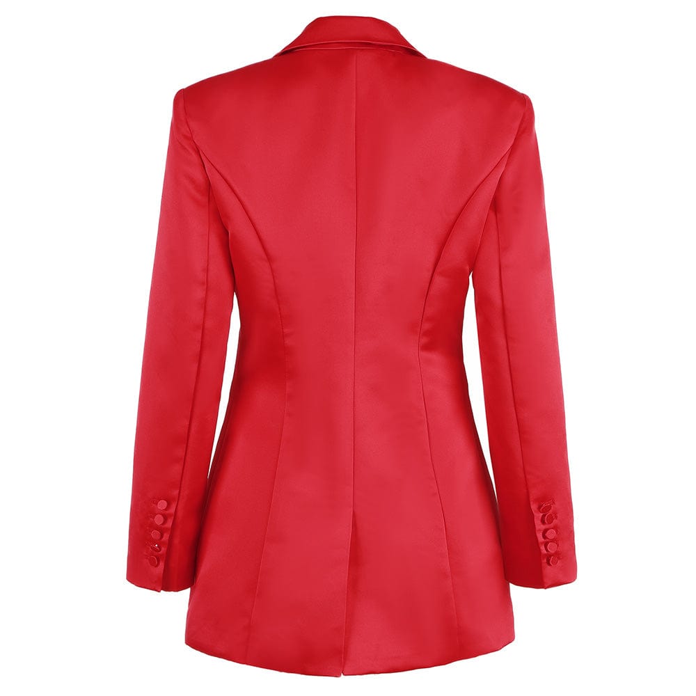 A4448 Christmas Wholesale Red Blazer Coat Sexy Tops Pant Satin Three Piece Set Women Clothing