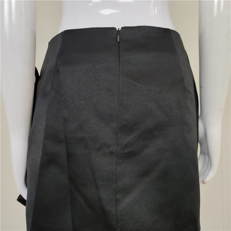 A4470 Fashion Style Black Diamonds Bow Design Women Skirt Short