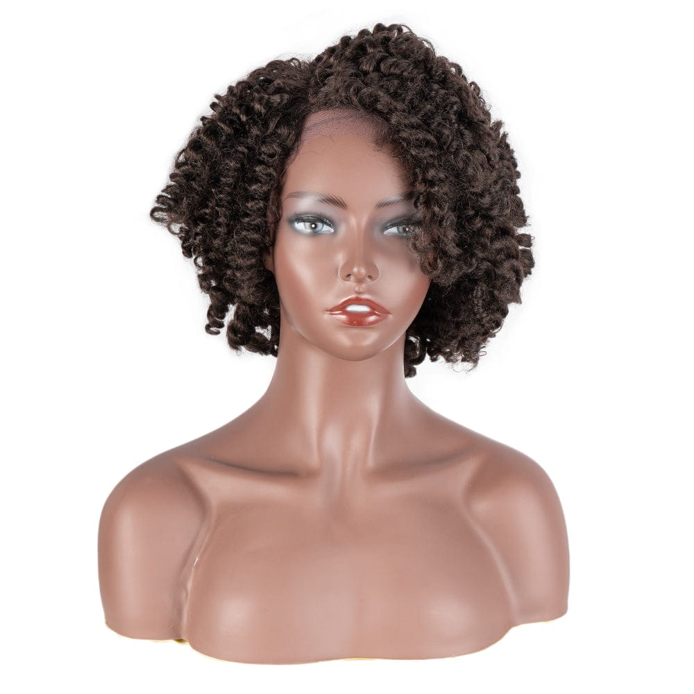 Afro curl synthetic wig Sleek quality wholesale cheap hot selling heat resistant afro curl Lace side part wig Synthetic hair wig