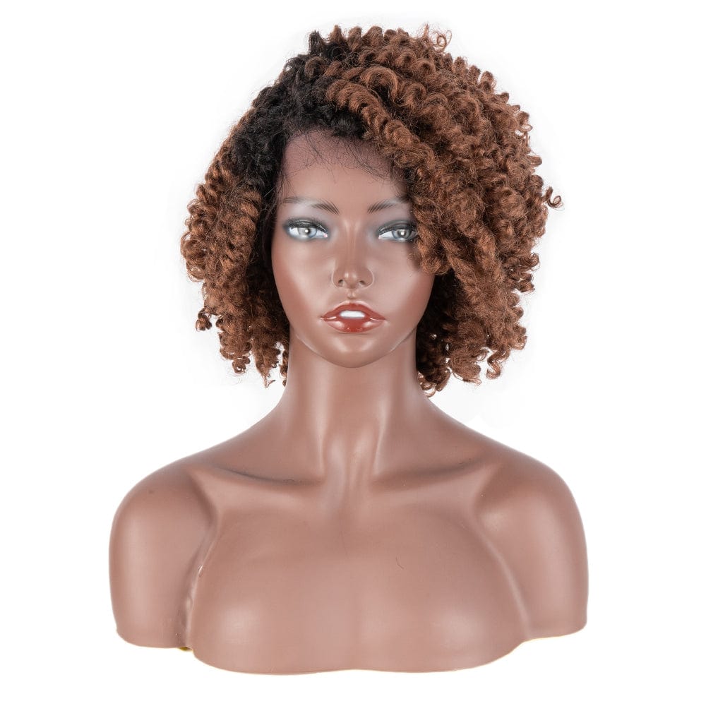 Afro curl synthetic wig Sleek quality wholesale cheap hot selling heat resistant afro curl Lace side part wig Synthetic hair wig