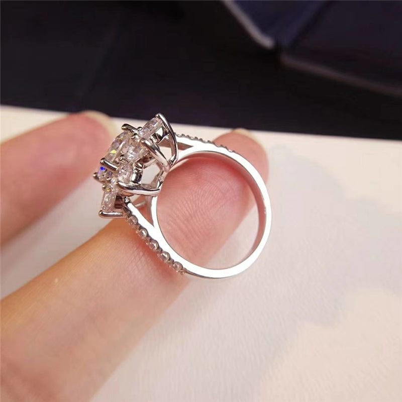 Aimgal Sunflower Diamond Ring S925 sterling silver 2-carat lmitate diamond wedding ring