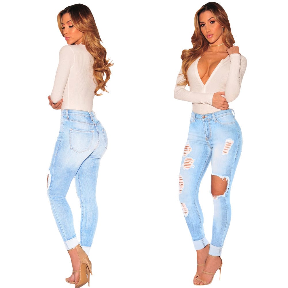 AIPA 2022 New Arrival Fashion Ladies Trousers Plus Size Skinny Denim Pant Women's Ripped Jeans Butt Lift Jeans