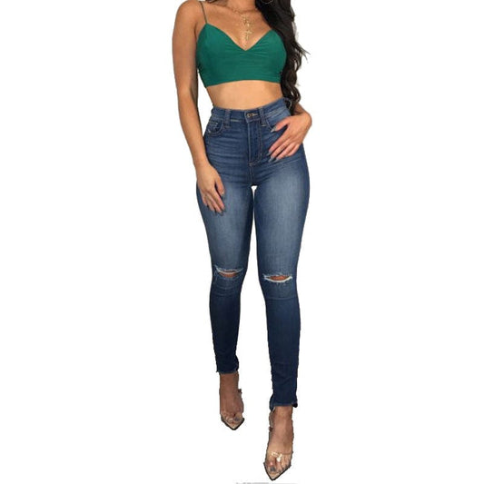 AIPA 2022 New Style Jeans Ripped Mid Waisted Straight Leg Casual Style For Women Jeans