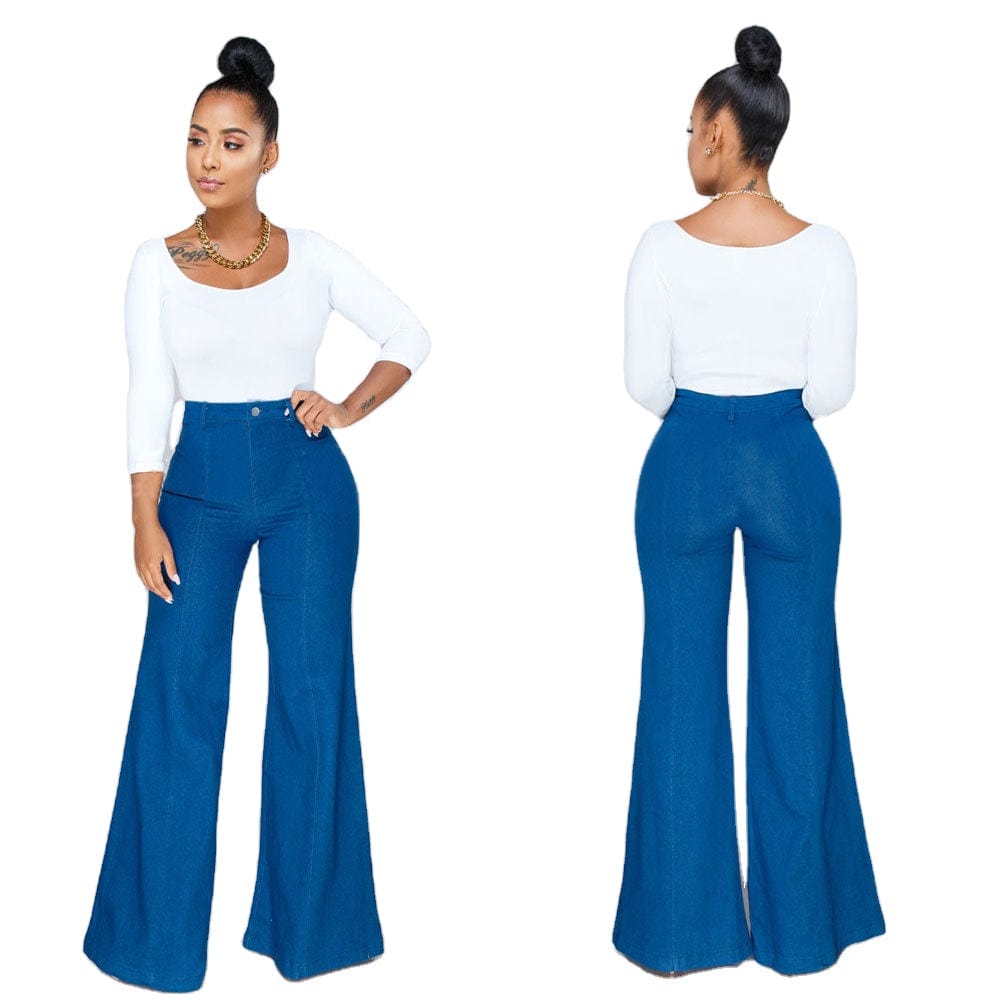 AIPA Online Best Selling Good Quality Fashion Colombian Style High Waisted Denim Bell Bottom Jeans Pants For Women