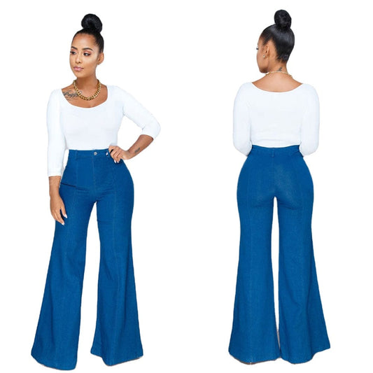 AIPA Online Best Selling Good Quality Fashion Colombian Style High Waisted Denim Bell Bottom Jeans Pants For Women