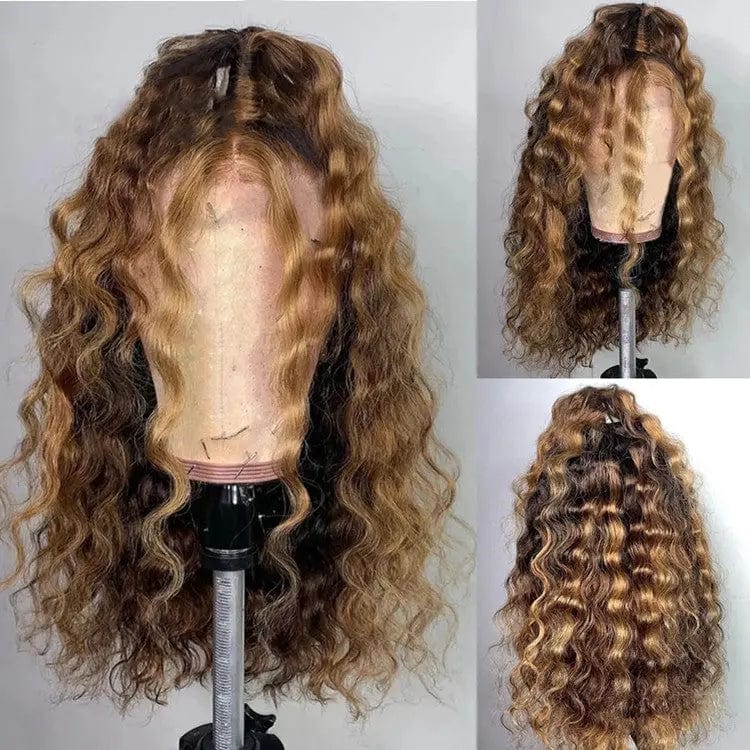 Allure Romance Highlights Brown Deep Wave Wigs