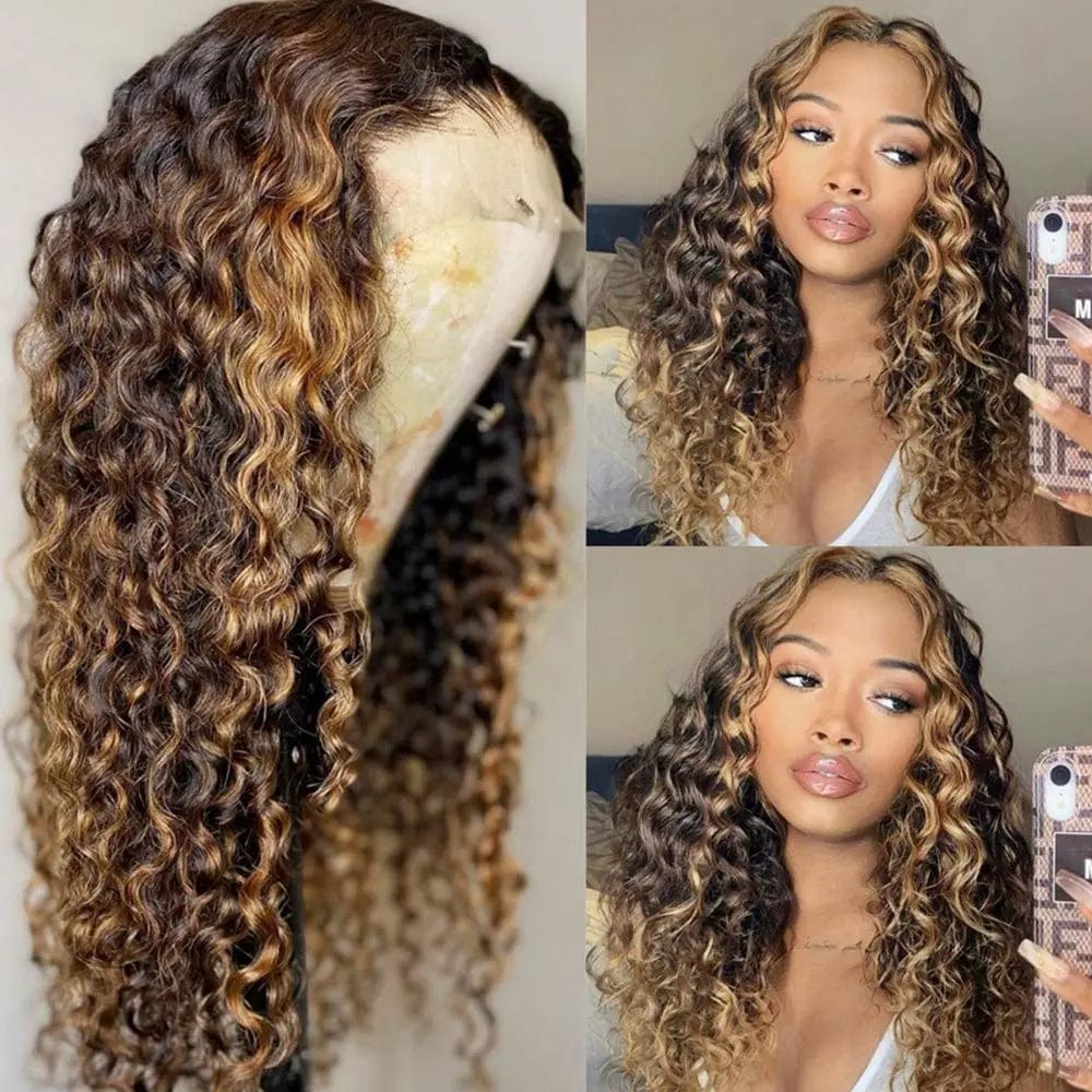 Allure Romance Highlights Brown Deep Wave Wigs