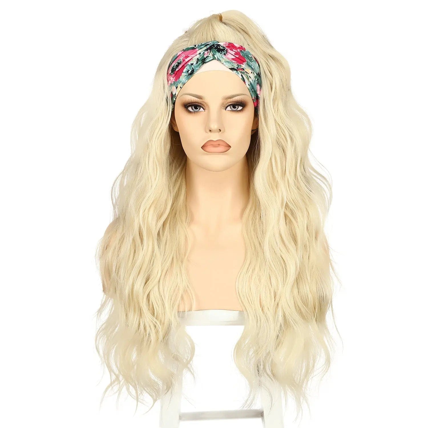 Anogol Synthetic Headband Wig Beige Long Loose Wave