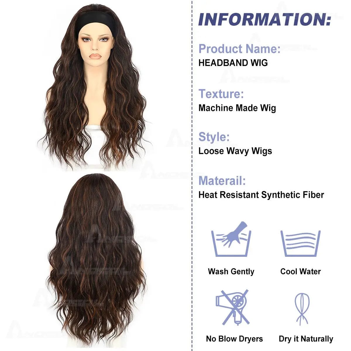 Anogol Wholesale Cheap Headband Wig