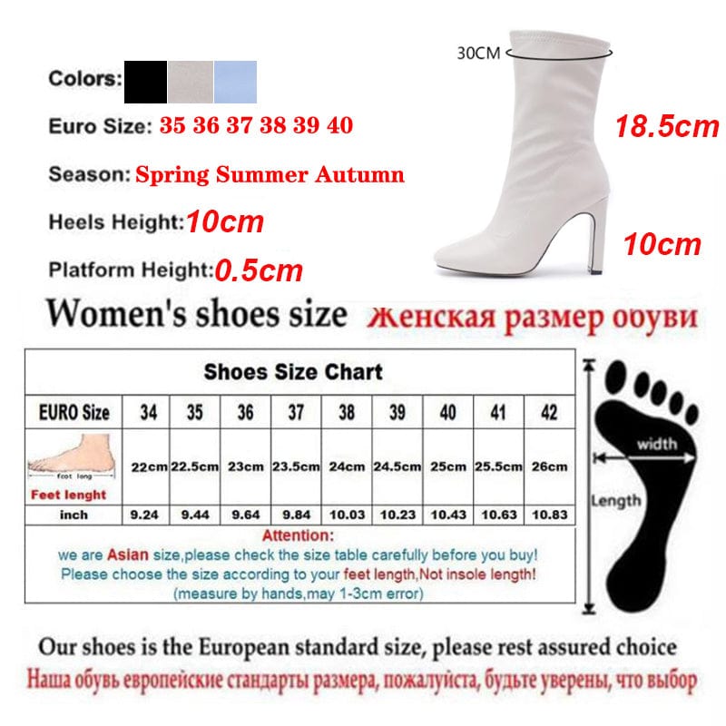 Apricot Side Zippers Sexy 2023 Fashion Black High Heel  Elastic Cloth Thick Heel Comfortable Square Head Ankle Women's Boots