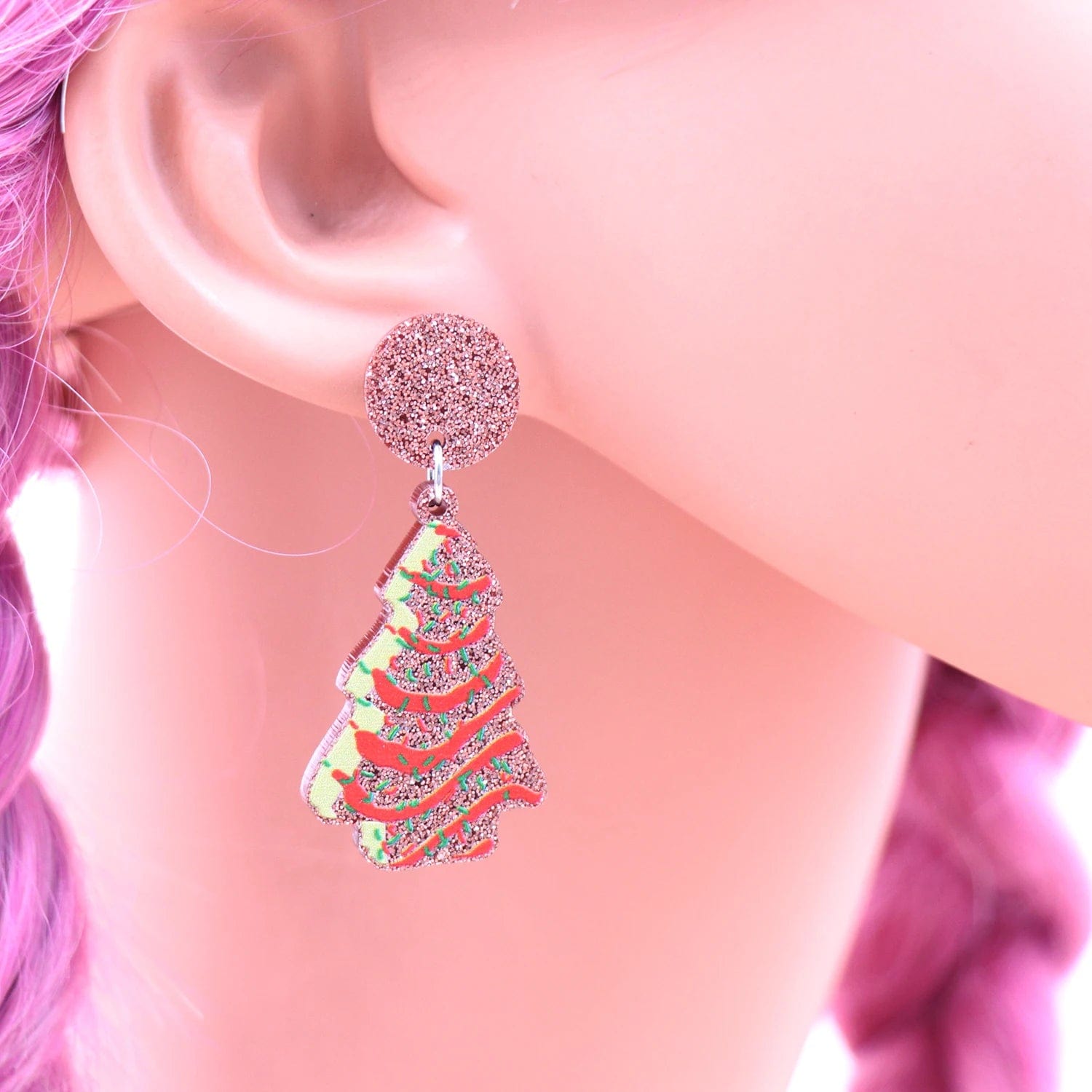 as picture / 0.9*1.4in / Multi ERS743ER1583 1pair New product CN Drop Christmas Tree Cakes cute Acrylic earrings Jewelry for women