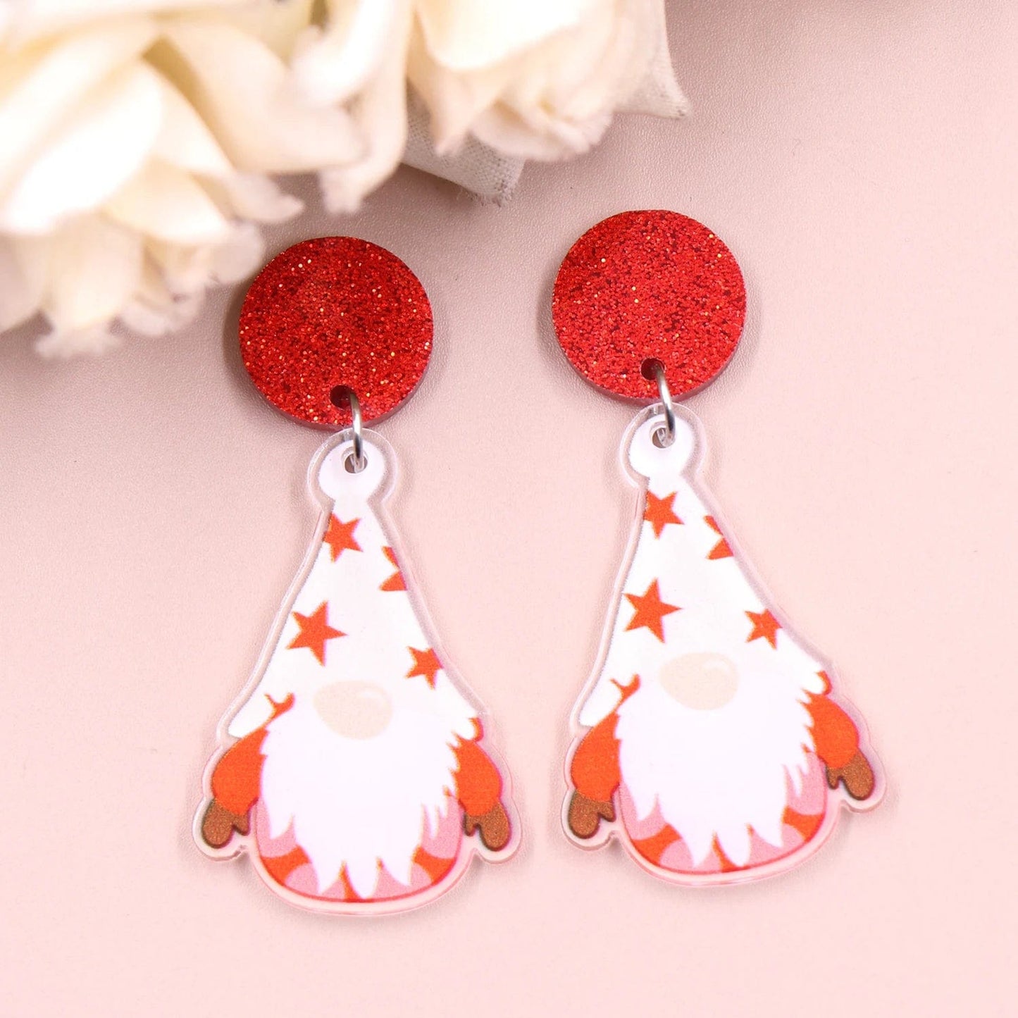 as picture / 0.9*1.4IN / Multi ERS786ER1685 1Pair New product CN Drop Gnome double faces printing christmas Cute Acrylic Earrings Jewelry for women