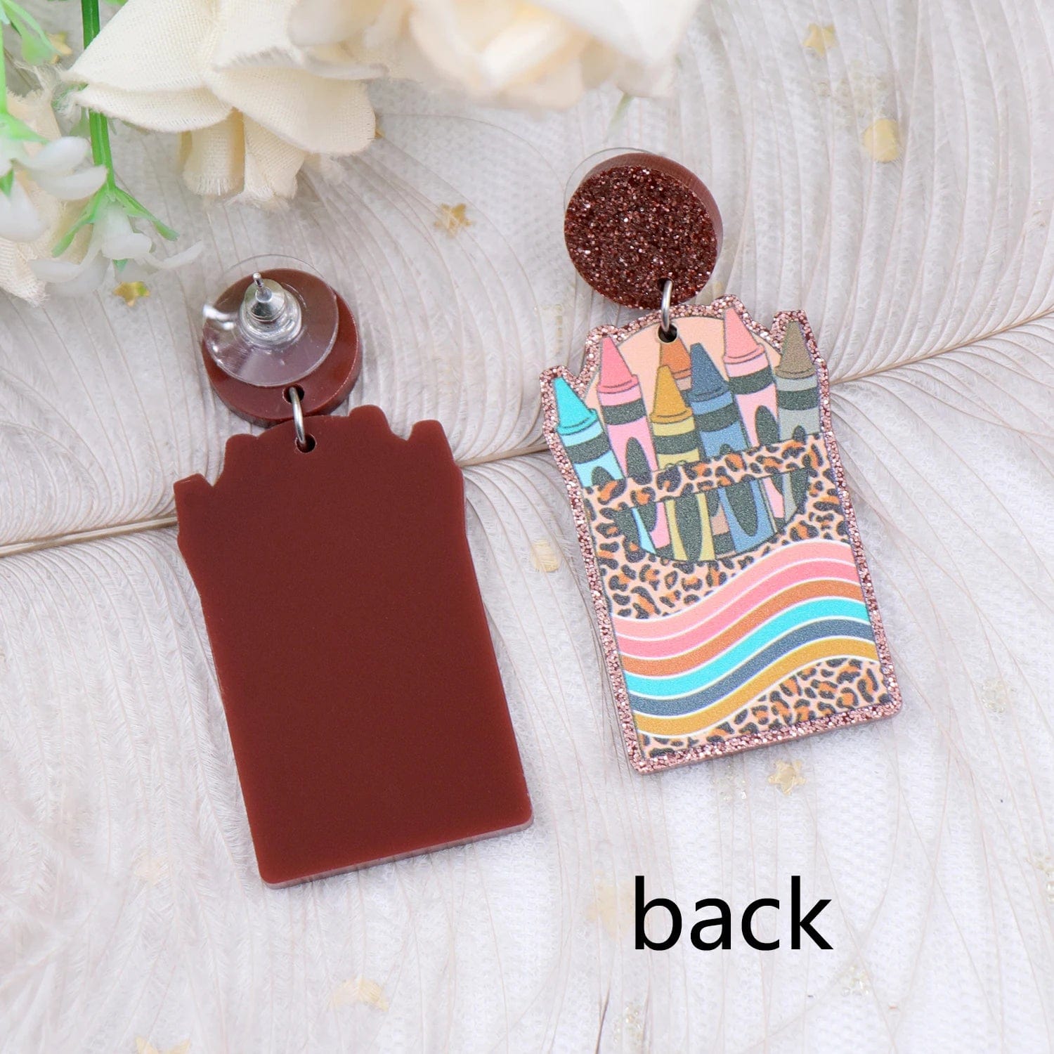 as picture / 1.0*1.6in / Multi ERS662ER1455 Promotion Crayon Jewelry For Teacher's Day Gift Acrylic Earrings