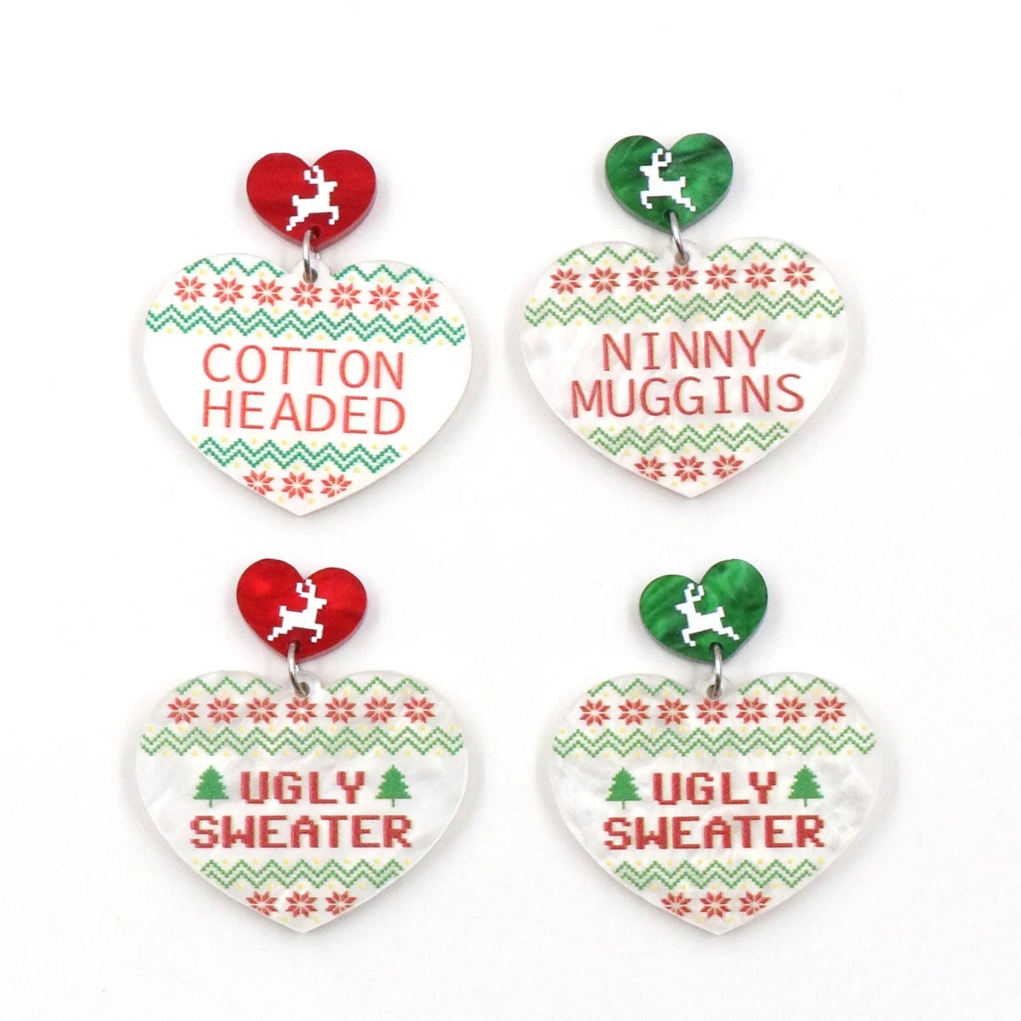 as picture / 1.1*1.4in / green MD141ER2115 1pair New product CN Drop heart ugly sweater TRENDY christmas Acrylic earrings Jewelry for women