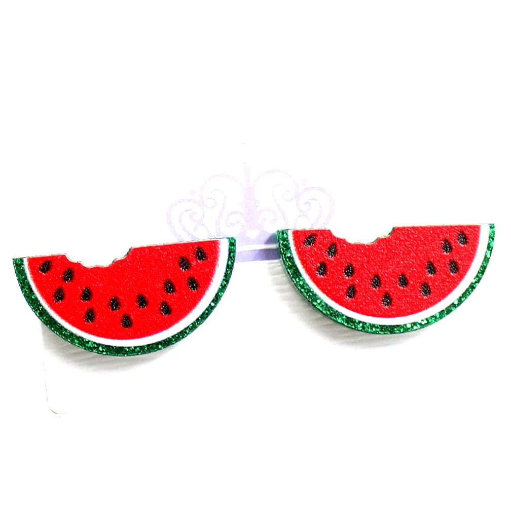 As shown / 20*10mm / Multi ERS032ER1000 Best Price Watermelon Stud UV Print Green Glitter Cute Fruit Acrylic Earrings