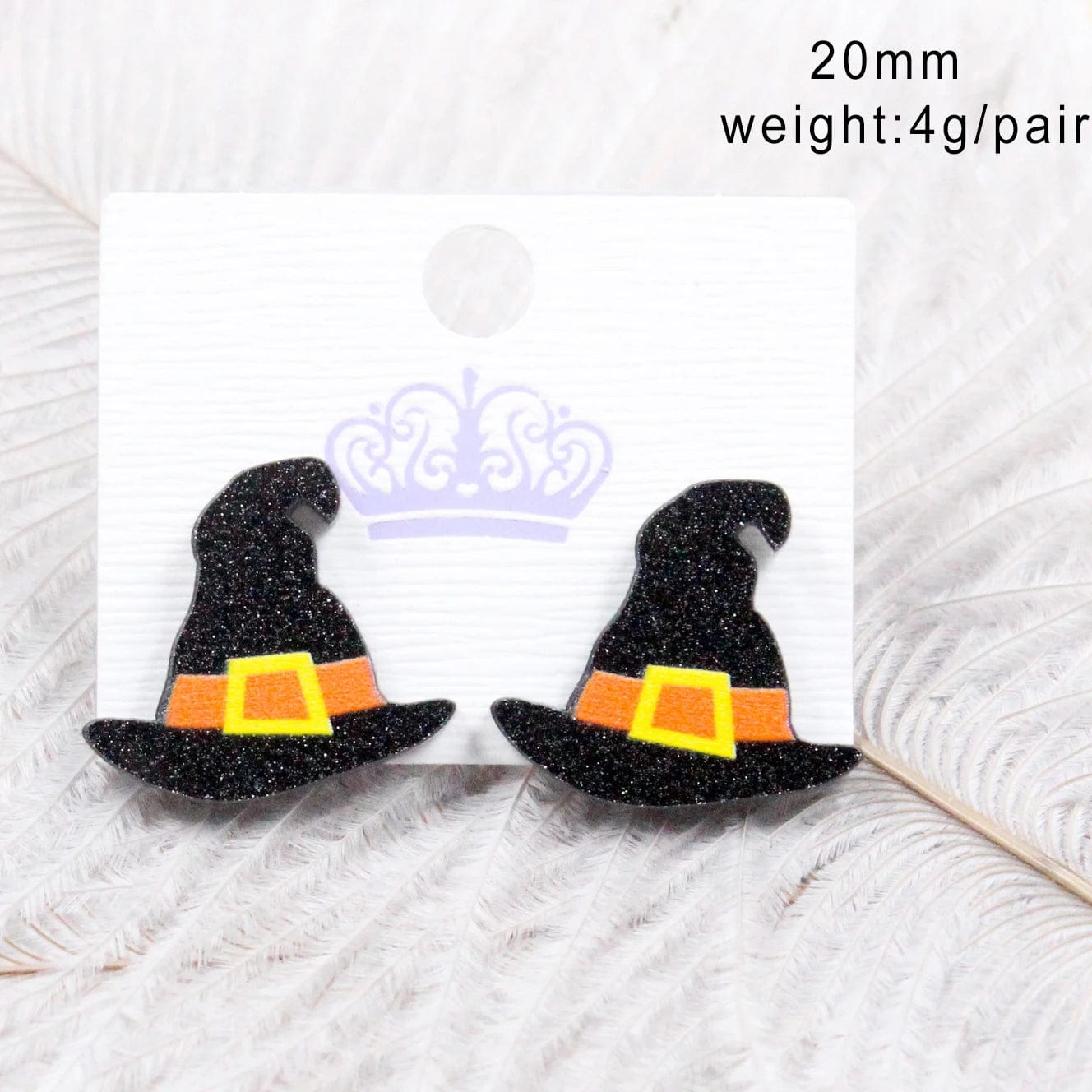 As shown / 20mm / Multi ERS421ER1068 New Arrival Halloween Black Witch Hat Acrylic Stud Earrings