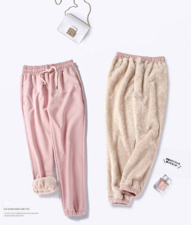 Autumn and winter Plush thickened sweatpants women trousers loose large warm  Running Jogger casual pants