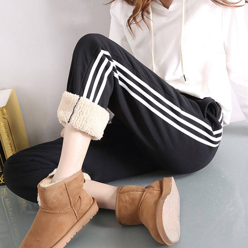 Autumn and winter Plush thickened sweatpants women trousers loose large warm  Running Jogger casual pants