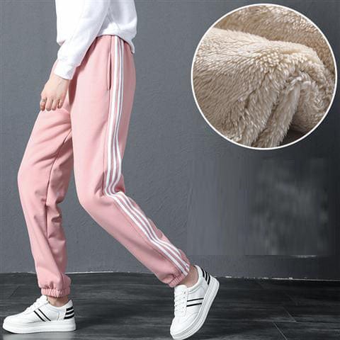 Autumn and winter Plush thickened sweatpants women trousers loose large warm  Running Jogger casual pants