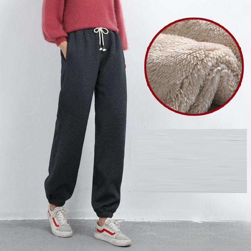 Autumn and winter Plush thickened sweatpants women trousers loose large warm  Running Jogger casual pants