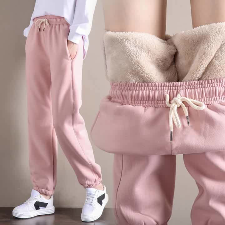 Autumn and winter Plush thickened sweatpants women trousers loose large warm  Running Jogger casual pants