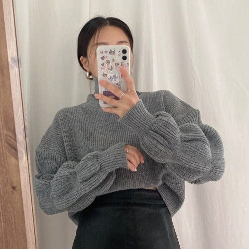 Average size / Gray New Lazy Wind Pullover Sweater Women's Outer Loose Thickened High Collar Gentle