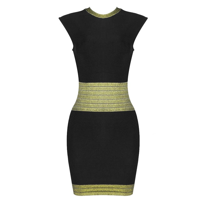 BD2096 Black Short Sleeve O Neck Slim Fit Wrap Mini Bandage Dress Bodycon Dress