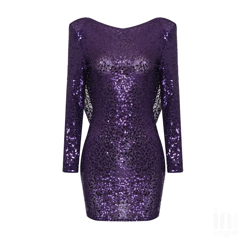 BD2202 Evening Dress Manufacturing Long Sleeve Backless Sequin Cocktail Glittery Sexy Dress Elegant New Club Wear