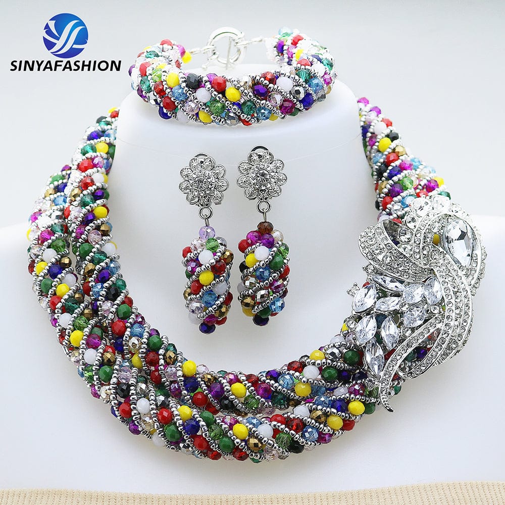 Beautiful African Jewelry Set Bridal Party Jewelry Set with Beads Handmade High Quality Lady Women's Shield Jewelry Sets SA117-2