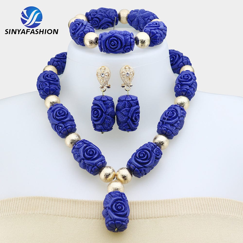 Beautiful African Jewelry Set Bridal Party Jewelry Set with Beads Handmade High Quality Lady Women's Shield Jewelry Sets SA117-2