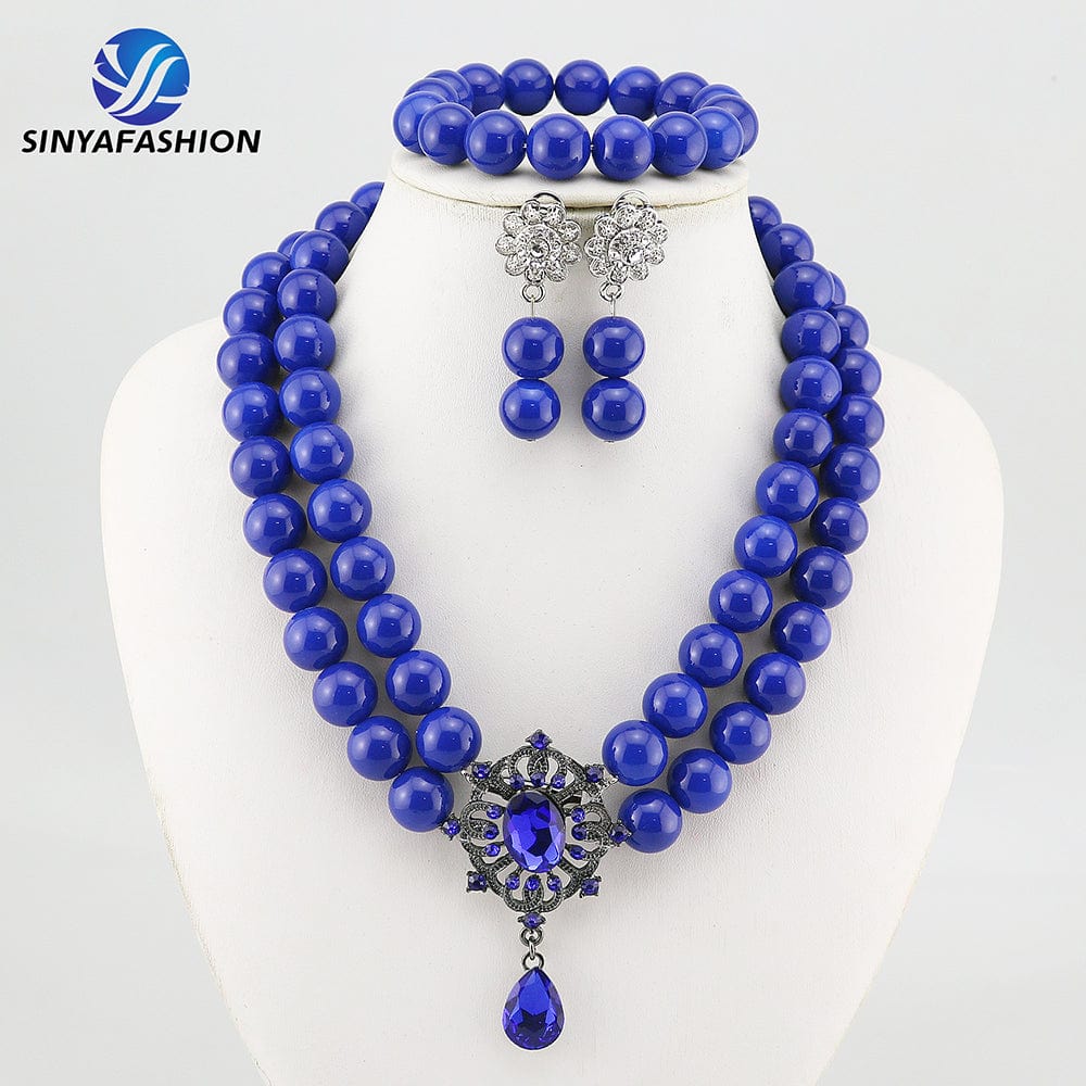 Beautiful African Jewelry Set Bridal Party Jewelry Set with Beads Handmade High Quality Lady Women's Shield Jewelry Sets SA117-2