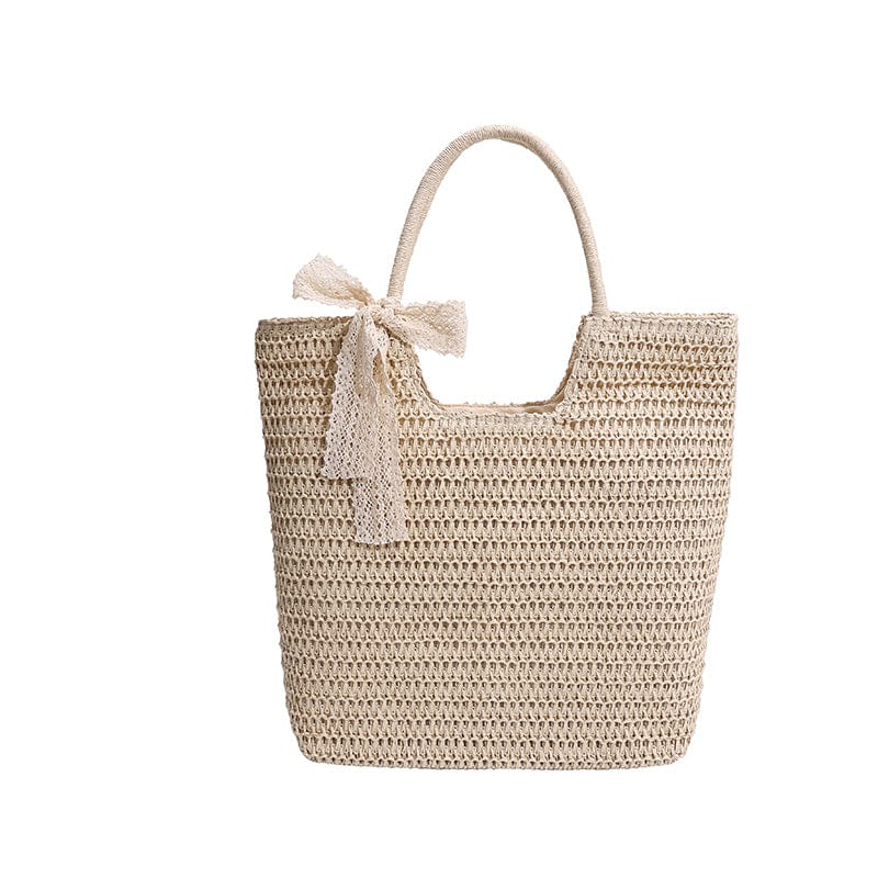 Beige 2023 New Arrivals Woven Straw Beach Tote Bag Summer Purses Boho Bags Bohemian Wicker Rattan Handbags