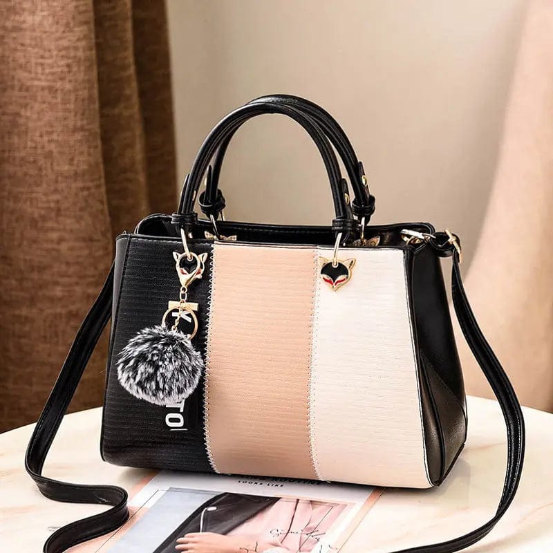 Beige OLB044 Hairball Pendant Women Handbags Crossbody Shoulder Ladies Leather Handbags Tassel Patchwork Fashion Women Messenger Bags