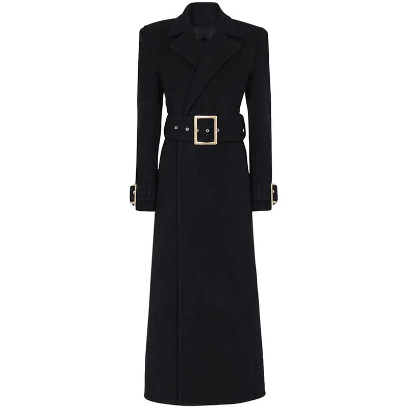 Bettergirl 2023 Autumn And Winter New European And American Stars Fashion Simple Belt Long Woolen Coat Woolen Coat