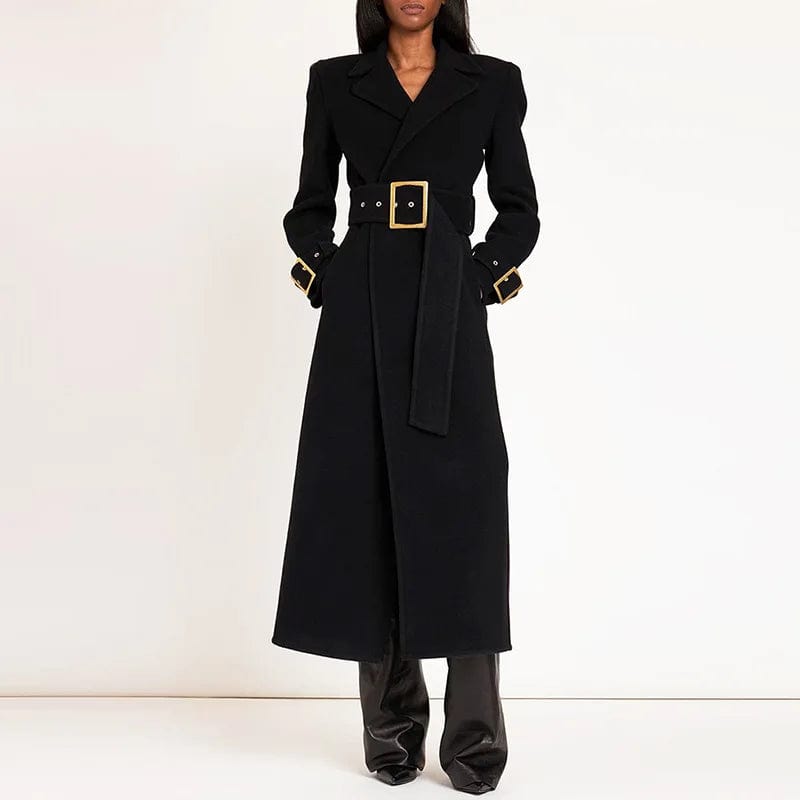 Bettergirl 2023 Autumn And Winter New European And American Stars Fashion Simple Belt Long Woolen Coat Woolen Coat