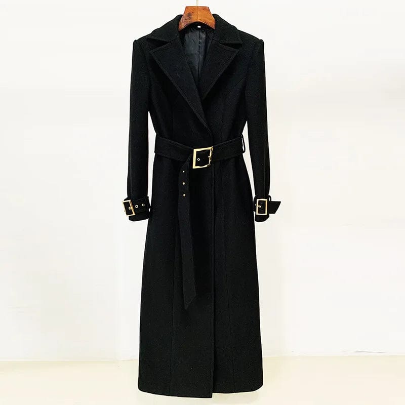 Bettergirl 2023 Autumn And Winter New European And American Stars Fashion Simple Belt Long Woolen Coat Woolen Coat