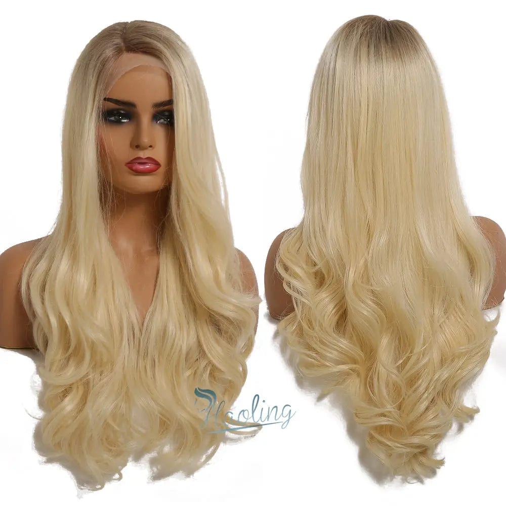 BL66013 Lace Part Synthetic Wig Long Wavy Brown Ombre to Blonde with Highlight Hair Wigs lace front wigs synthetic lace frontal