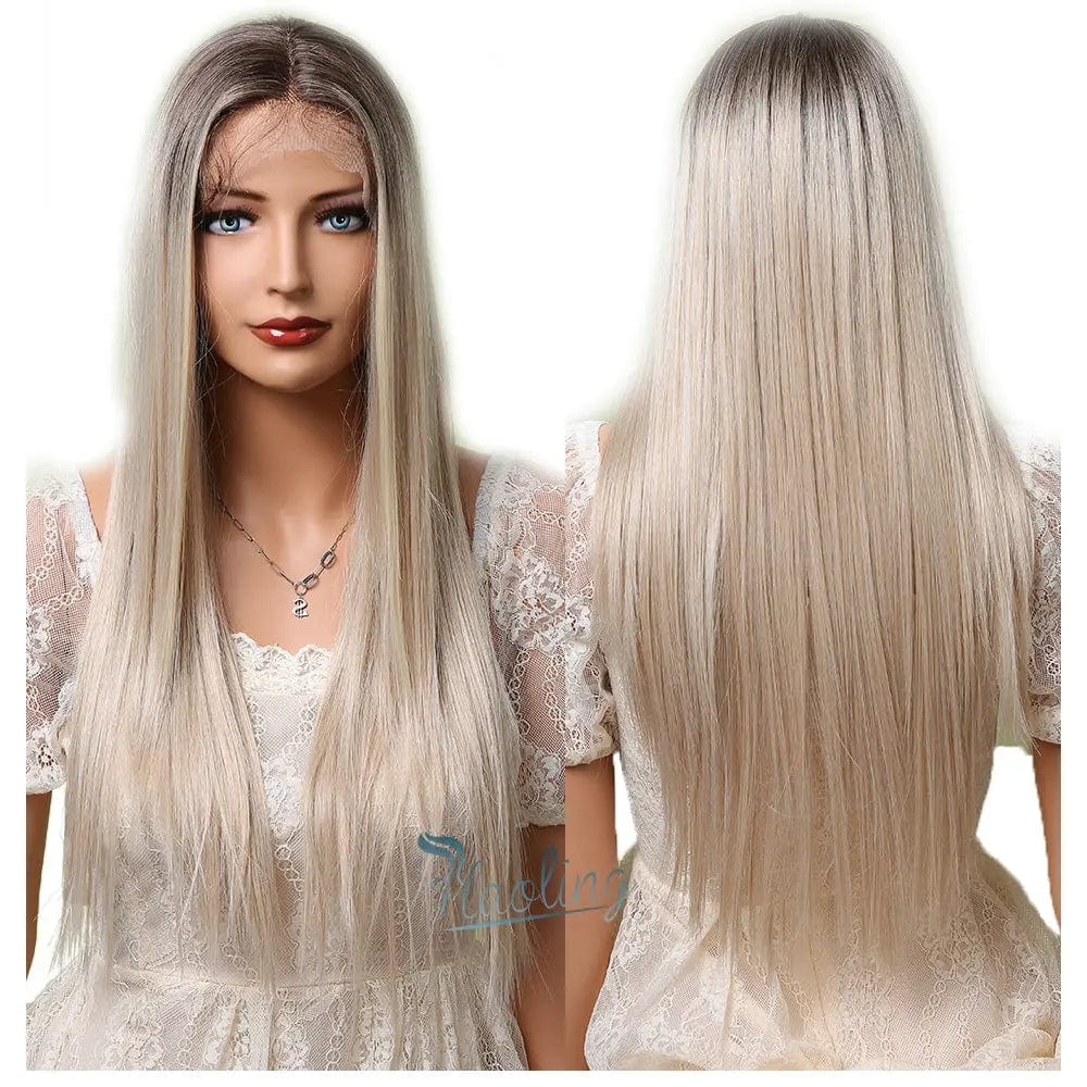 BL66027-3 Lace Part Synthetic Wig Long Wavy Brown Ombre to Blonde with Highlight Hair Wigs lace front wigs synthetic lace frontal